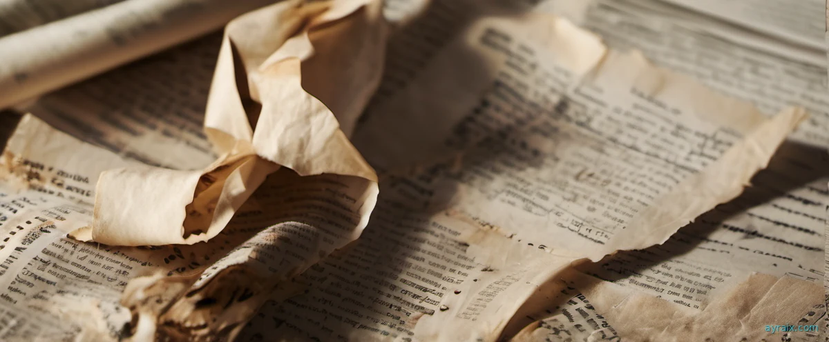 A pile of crumpled and coffee-stained paper documents scattered on a desk
