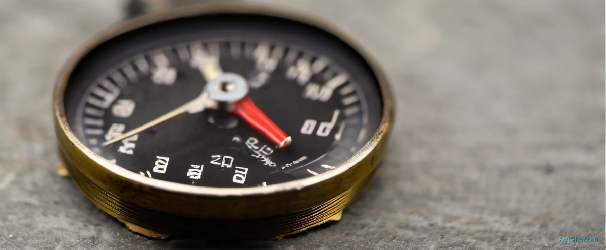 Reasoning model as a dial or gauge with the needle in the red zone. Token consumption visualization. Editorial tech illustration.
