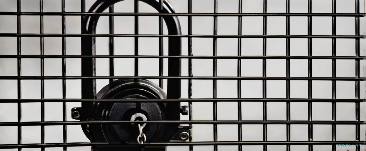 A locked metal cage door with a heavy padlock, trust boundary metaphor