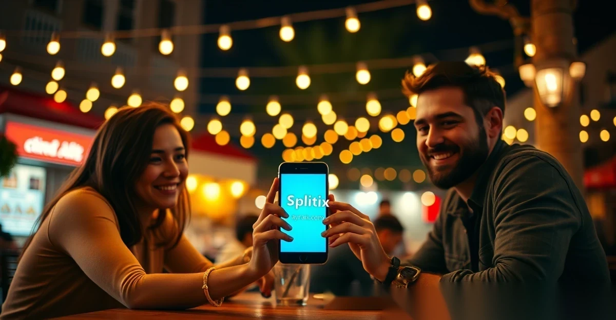 Couple holding a phone with Splitix on screen