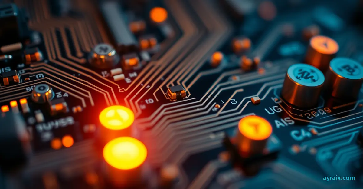 Digital circuit board with blinking lights