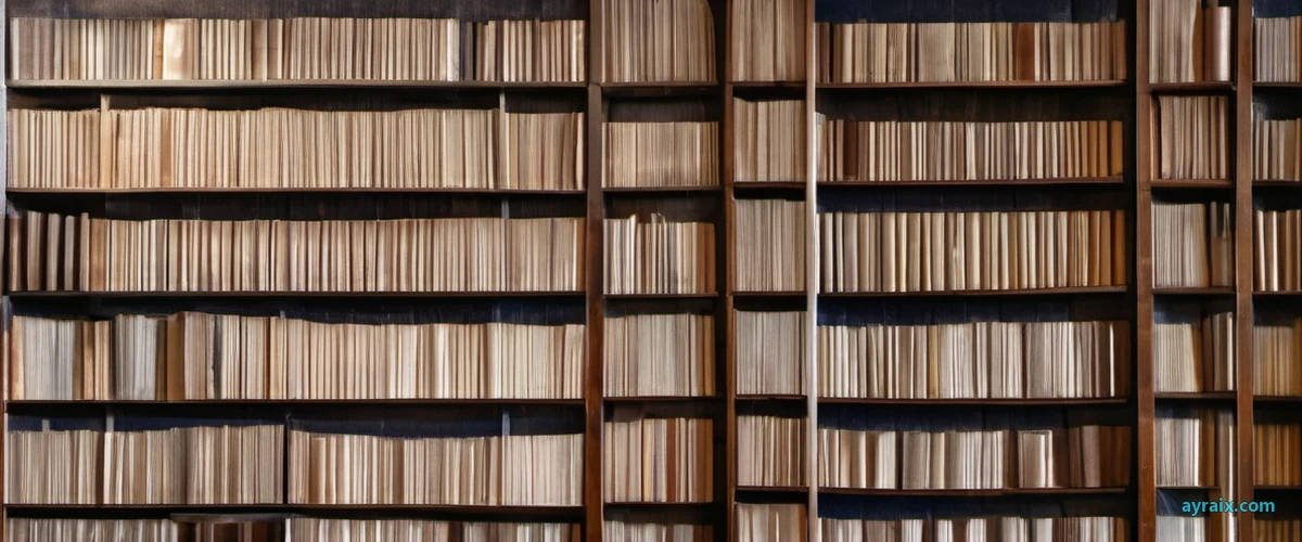 A full wall of dense library shelving packed with old bound volumes — ayraix.com editorial on formal verification as the trust layer