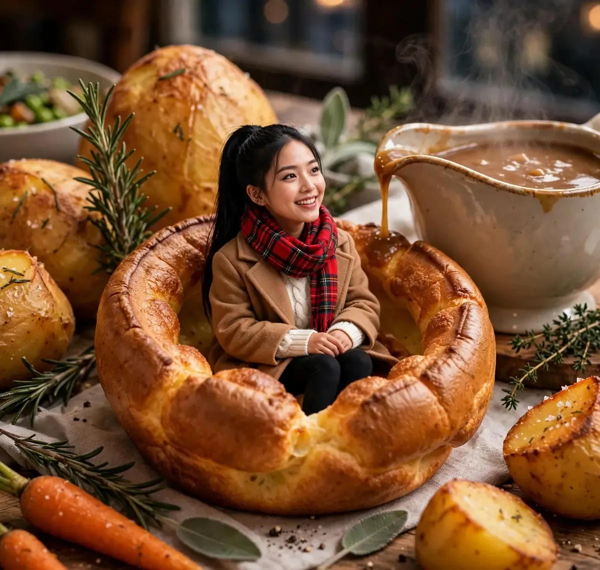 Tiny Zara with a giant Sunday roast