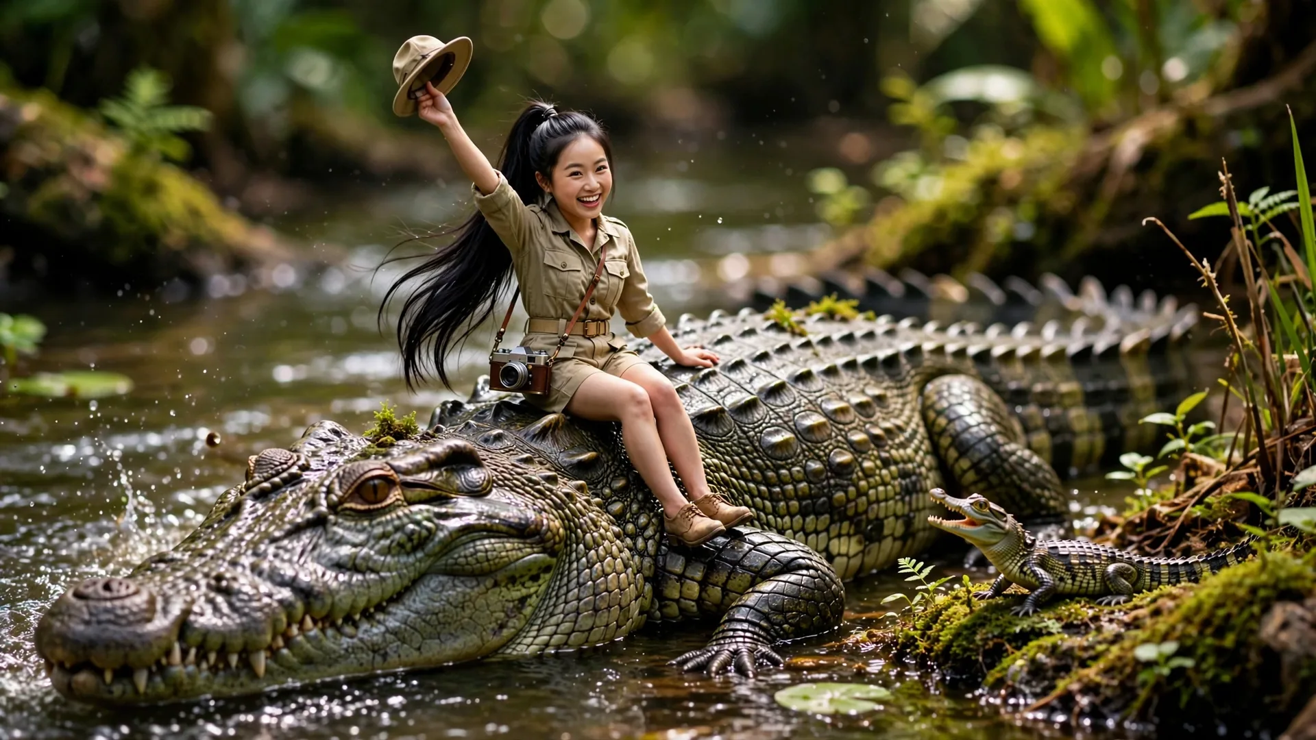 Tiny Zara river cruise with the crocodile