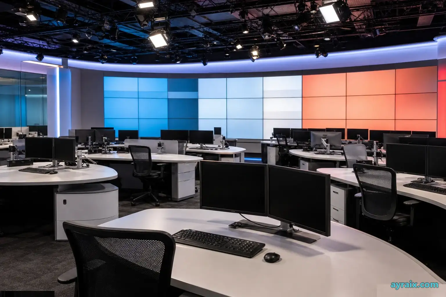 Newsroom control room — verification theater where process is more visible than proof