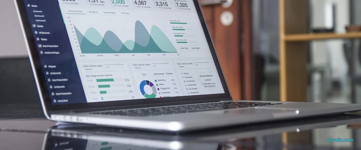 Analytics dashboard with spend charts — ayraix.com framing of cloud token overages