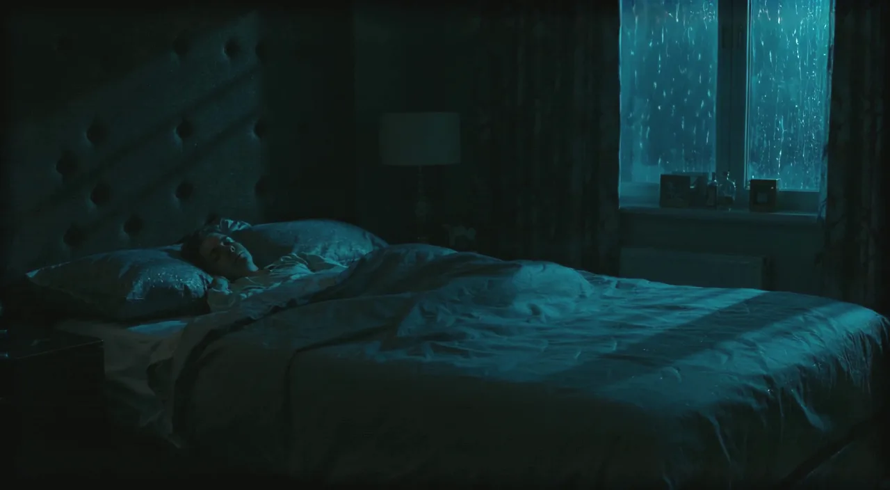 An unmade bed with one side untouched